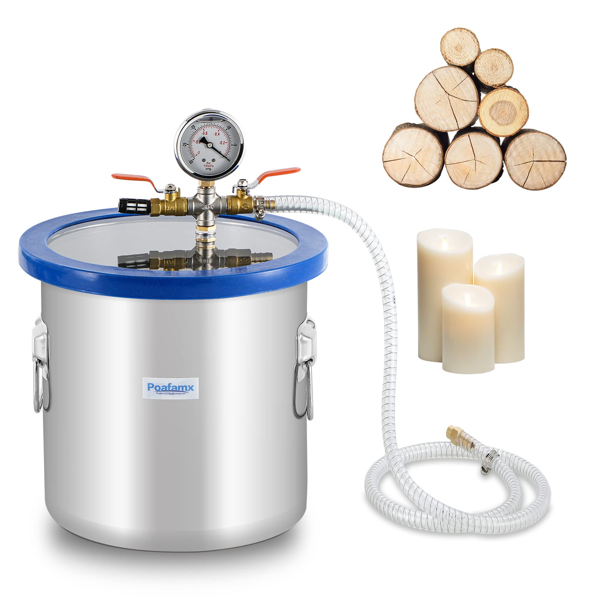 Amazon | Poafamx 小型真空チャンバーキット 12L ステンレス製 真空脱