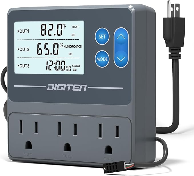 SENSTREE Digital Temperature Humidity Controller Pre-Wired Outlets for ...