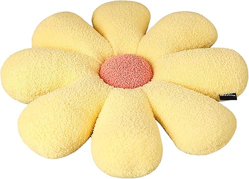 Almohada pequeña con diseño de margarita, cojín de tatami, cojín de pétalos, cojín de flor para asiento de automóvil, cojín (19 pulgadas
