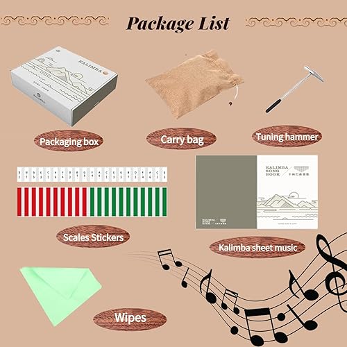 Miniatura 2 de Hluru Kalimba - Piano de pulgar para adultos y niños, tono de interpretación con kalimba partituras (madera de nogal de 21 teclas)