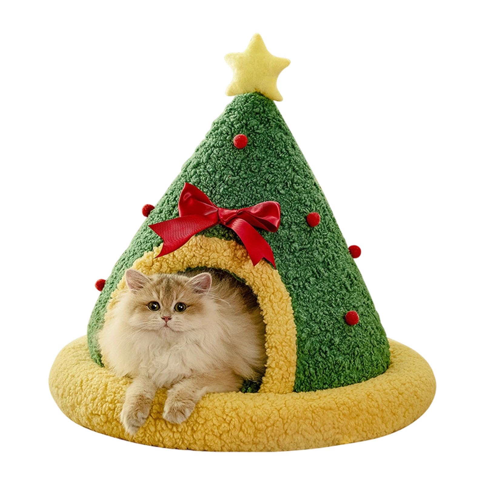 Maison de Noël pour chat et chien lit chaud peluche coussin amovible