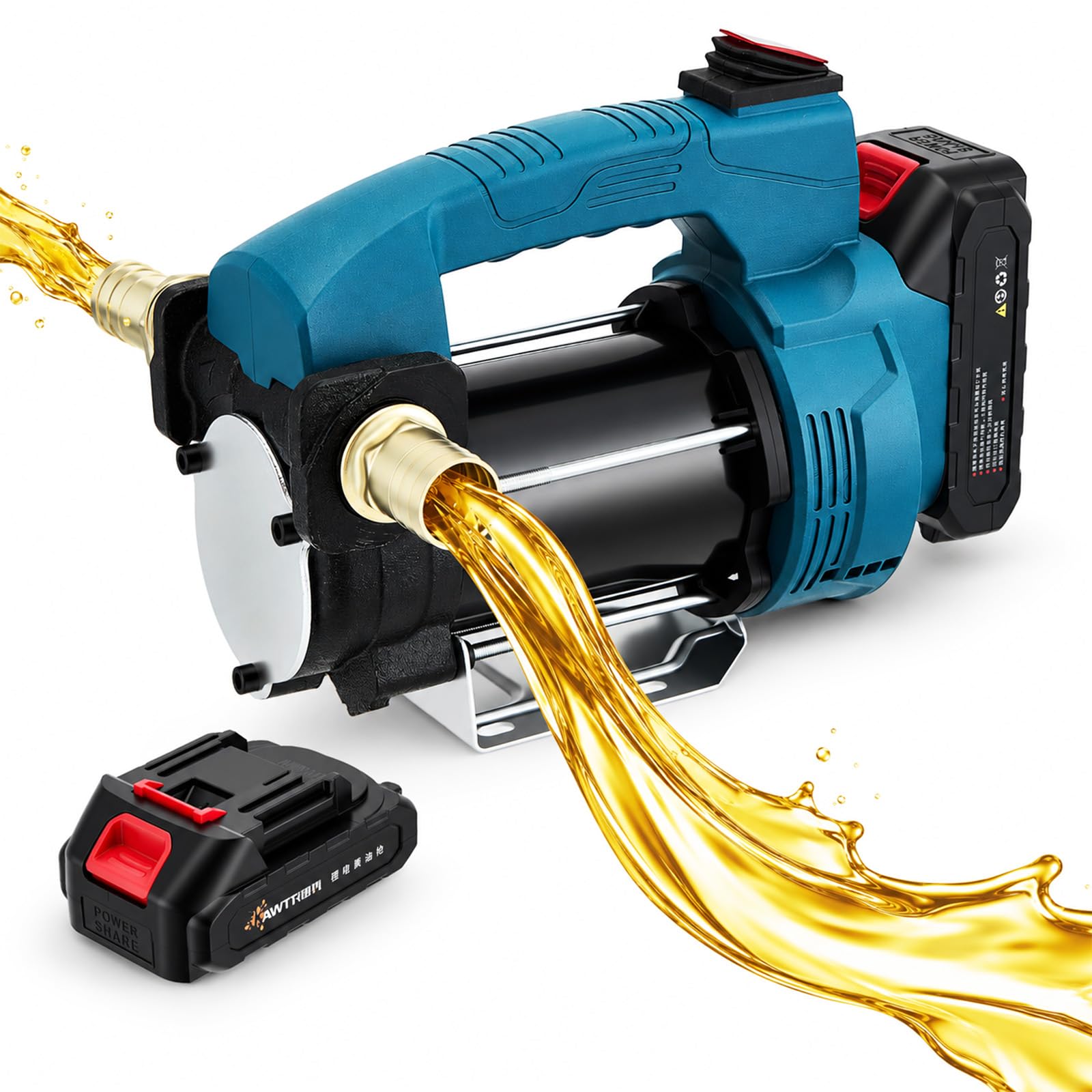 Akku Dieselpumpe 40L/min (Mit Akku), Kabellose Elektrische Diesel Transfer Pumpe mit Auto Shut-Off, Selbstansaugende Heizölpumpe für Traktor, Boot, Landwirtschaft, für Diesel, Kerosin