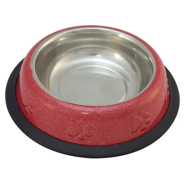 Arquivet Comedero Inoxidable Antideslizante Rojo - 240 ml / 16 cm