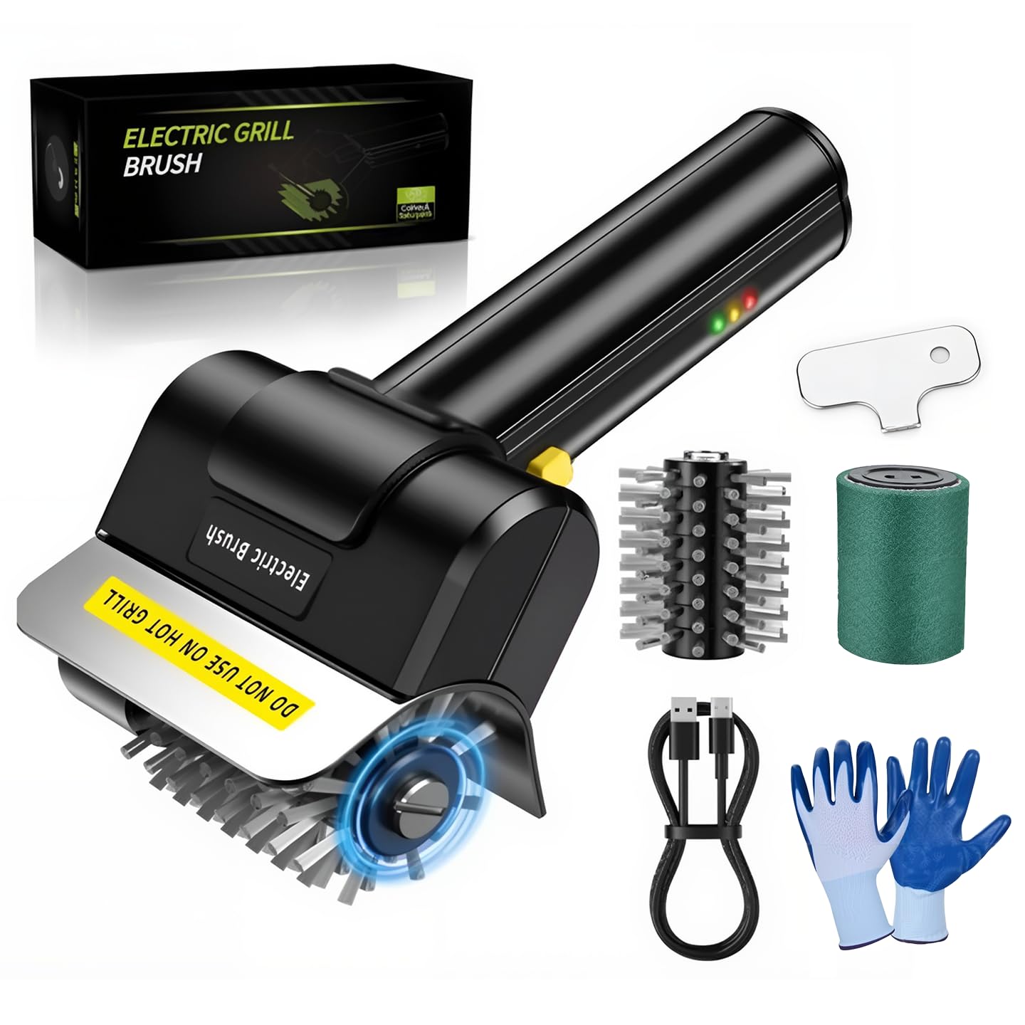 Elektrische Grillbürste,Rechargeable Grill Cleaner,wiederaufladbarer Elektrischer Grillreiniger Mit 100 Min,inklusive Ersatzbürste,Interchangeable Stainless Steel Brush Head Für Alle Grills Geeignet