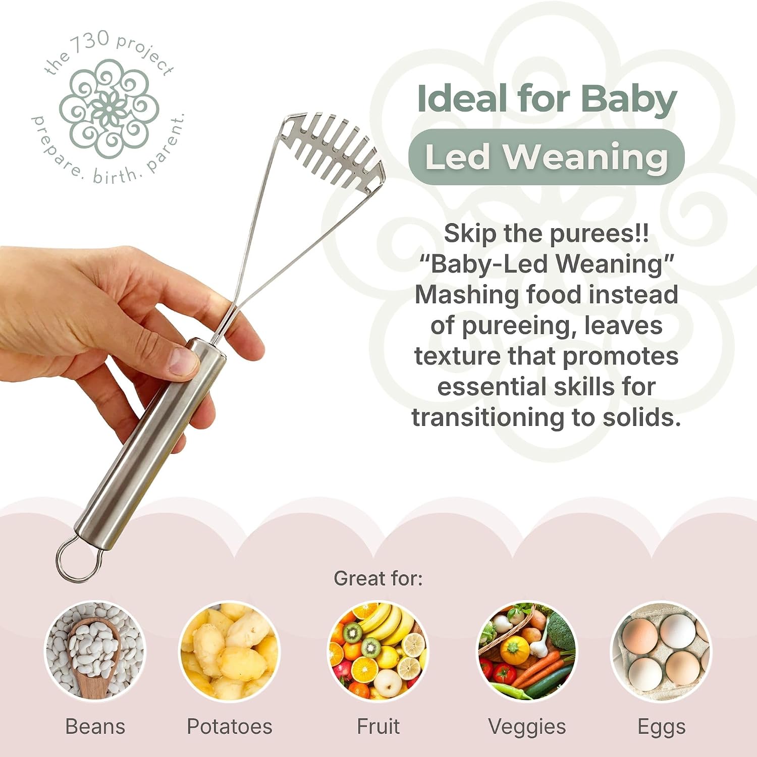 The 730 Project Mighty Masher, Baby Food Masher, Stainless Steel Smasher image 5