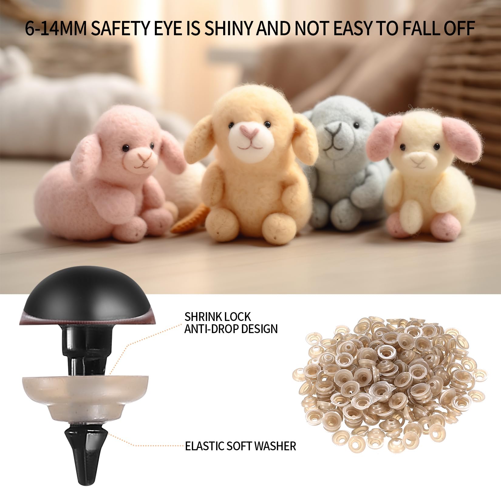 752 Occhi Di Sicurezza Per Amigurumi – Set 5/6/8/10/12 Mm, Assortiti, Con Rondelle, Per Pupazzi Fai Da Te