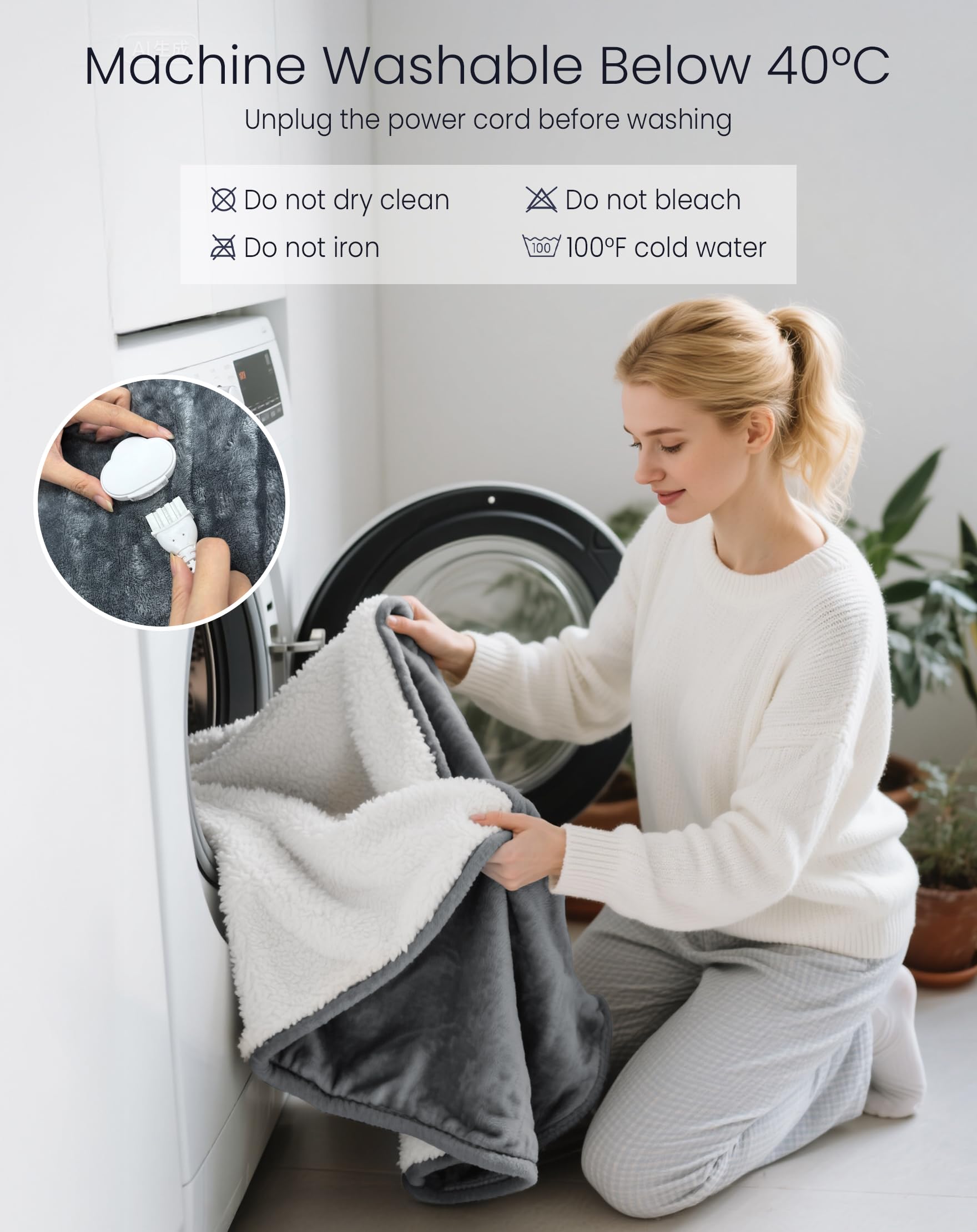 anysun Coperta Elettrica Matrimoniale, Termocoperta 200 x 180 cm, 6 Livelli di Temperatura, Timer 8-10 Ore, Spegnimento Automatico, Plaid Riscaldabile per Divano Letto di Casa, Lavabile in Lavatrice