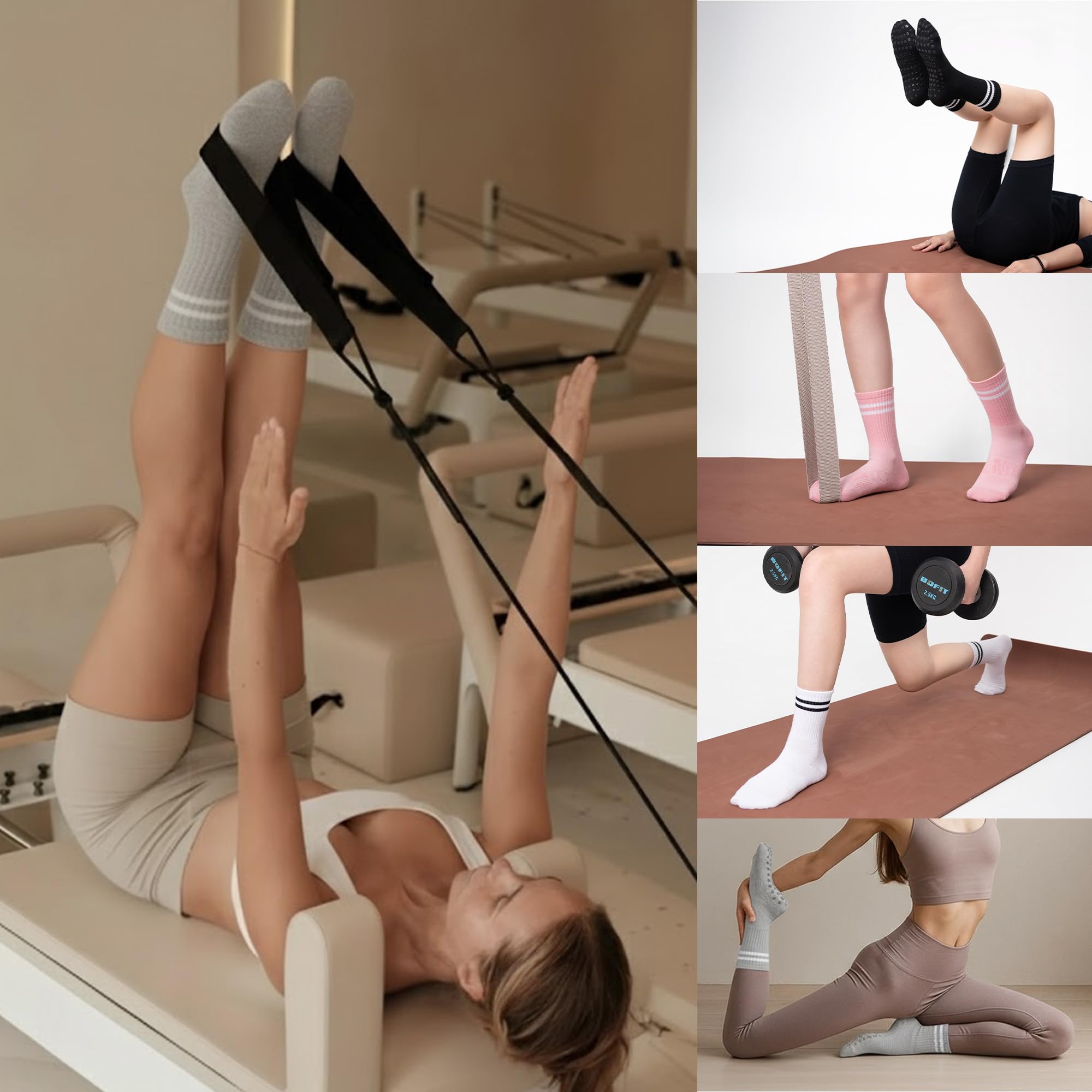 CoolMate Calcetines de pilates con agarres para mujer, calcetines de yoga, calcetines antideslizantes para mujer, para entrenamiento, barra, regalos de pilates