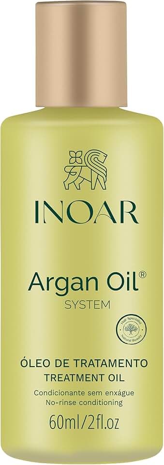 Inoar, Óleo de Argan 60ml – Tratamento Nutritivo e Antifrizz, Hidratação Profunda, Brilho Imediato, Proteção Térmica, Para Todos os Tipos de Cabelo
