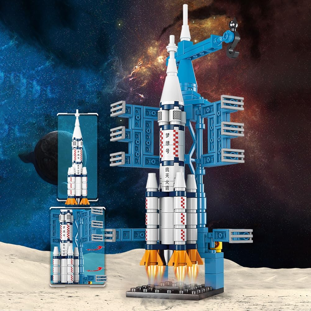Vilbocr Space Rocket Building Blocks Set - （130-Piece ） STEM Toys for Kids Ages 6-12, Creative DIY Astronaut Adventure Kit, Cool Birthday Gifts for Boys & Girls