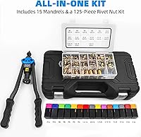 Vista 2 de AKKTOL Kit de herramientas de tuerca de remache, kit de herramientas de remache de 16 pulgadas con 15 mandriles métricos y SAE, kit surtido