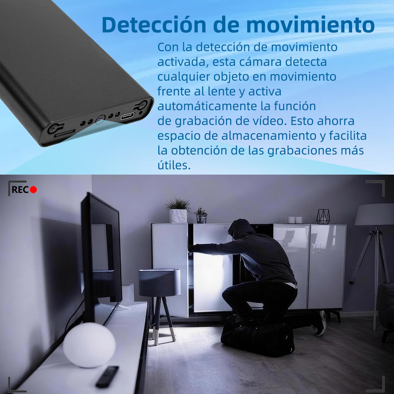 Mini cámara, cámara espía oculta, cámara niñera en alta definición 1080P,con función de detección de movimiento,apta para la vigilancia de seguridad en interiores,oficinas y otros lugares,sin Wi-Fi.