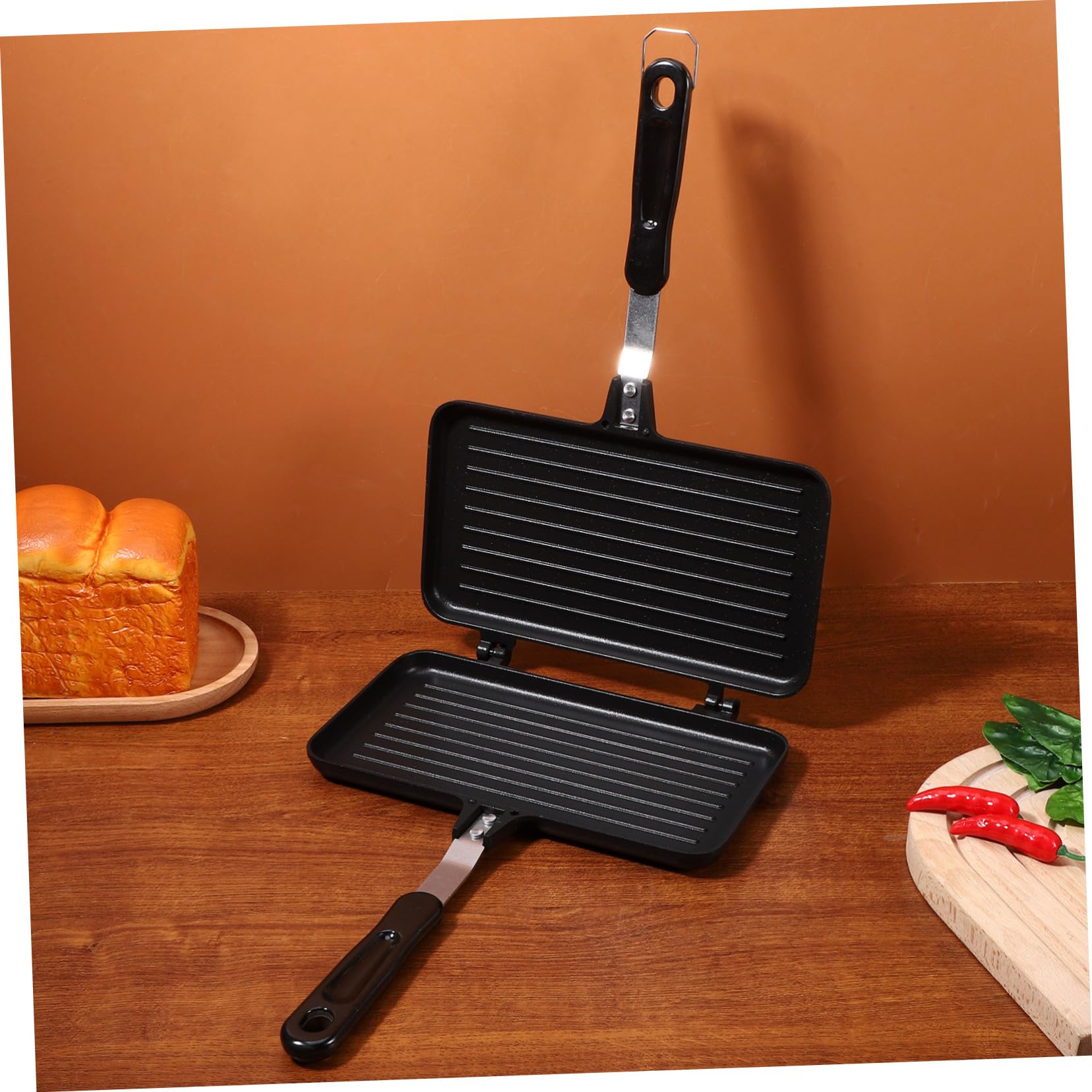 Cabilock Sartén Doble Cara Antiadherente Para Sándwiches y Huevos, Utensilio Para Cocina De Gas Diseño Estable y Fácil Limpieza, Adecuado Para Cafeterías y Food Trucks