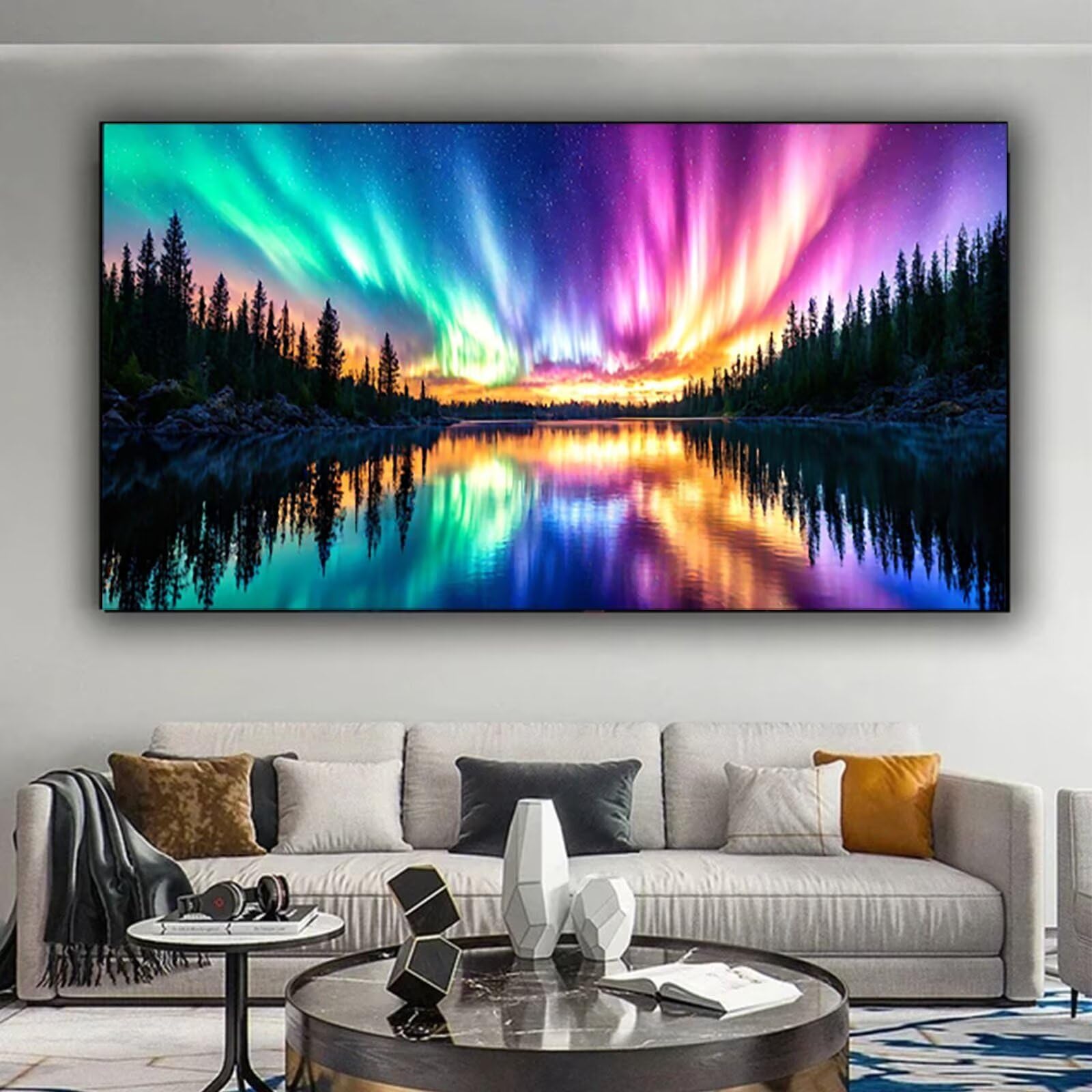 Malen nach Zahlen Kinder Aurora, Geschenke für Mädchen Junge, Bastelset Kinder, Malen nach Zahlen See | Malen nach Zahlen Ohne Rahmen, für Home Wand Dekor Geschenk (60x120cm) Bastelset Erwachsene 5-P