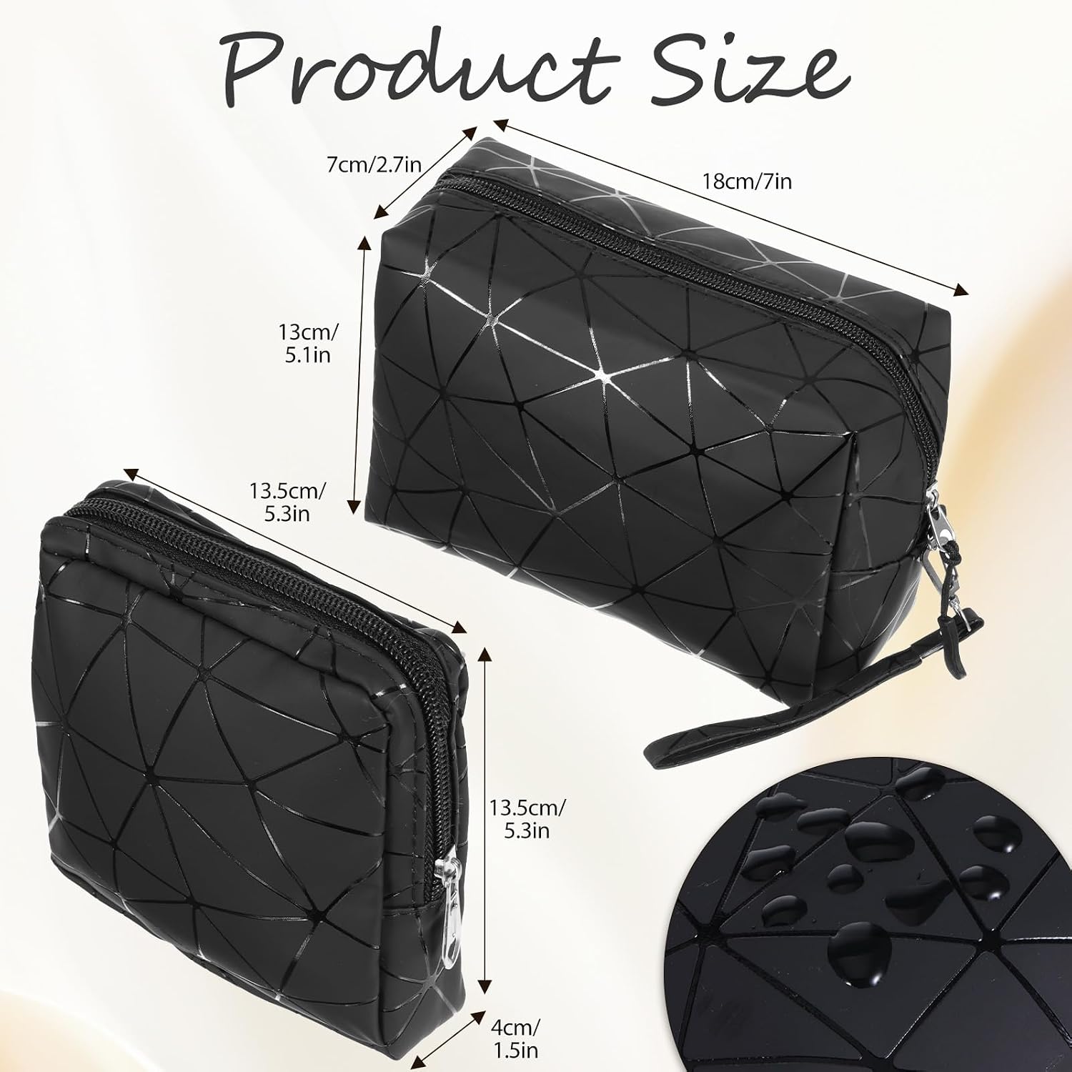 2Pcs Period Bag Tampon Bag, Leather Sanitary Napkin Storage Bags, Portable Menstrual Feminine Holder Makeup Pouches for Women (Black)