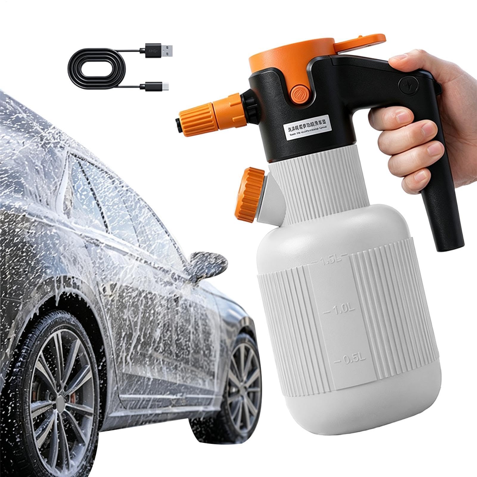 Laveur Voiture Buse Réglable Pulvérisateur Électrique sans Fil 1,5 L