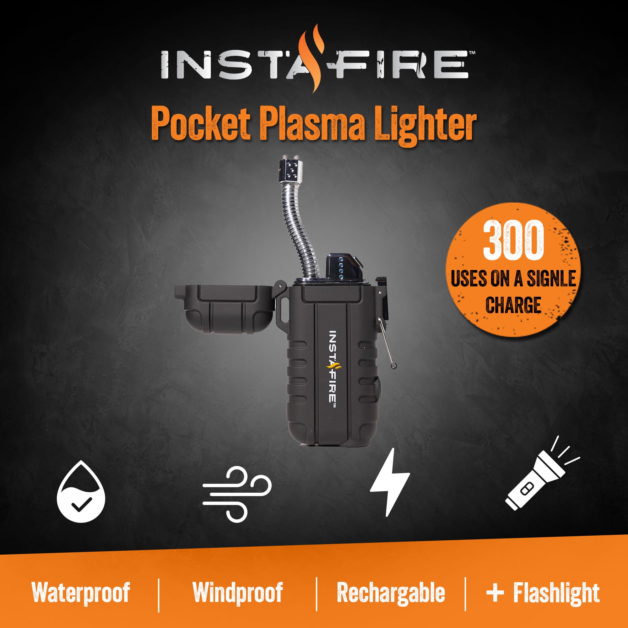 InstaFire Taktisches Feuer-Starter-Kit (enthält wiederaufladbares Feuerzeug, Ferrostange, Feuerstarterbeutel und Feuerseile), Feuerstarter-Set, Feuerstarter für Lagerfeuer, Survival-Werkzeug
