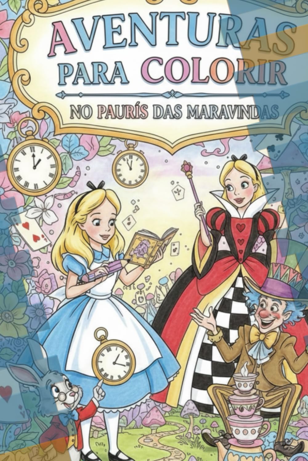 Livro de colorir -Alice em um Mundo de Chá e Sonhos