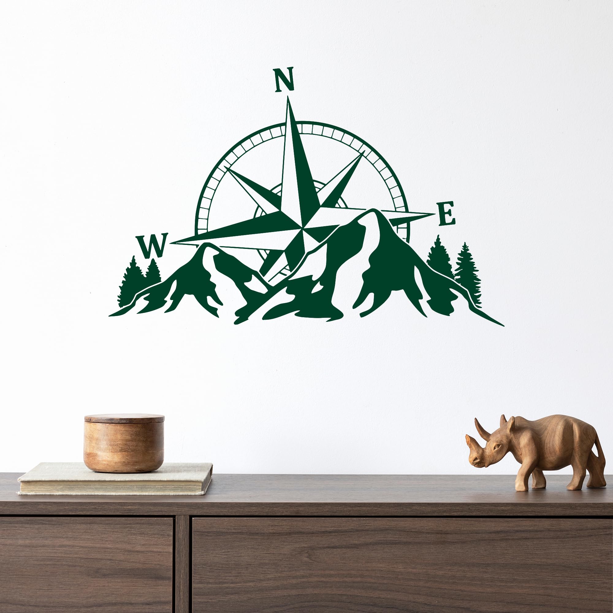 Vinilo De Pared Brújula – Pegatina Decorativa Náutica Para Exploradores – Trendy Wall Designs