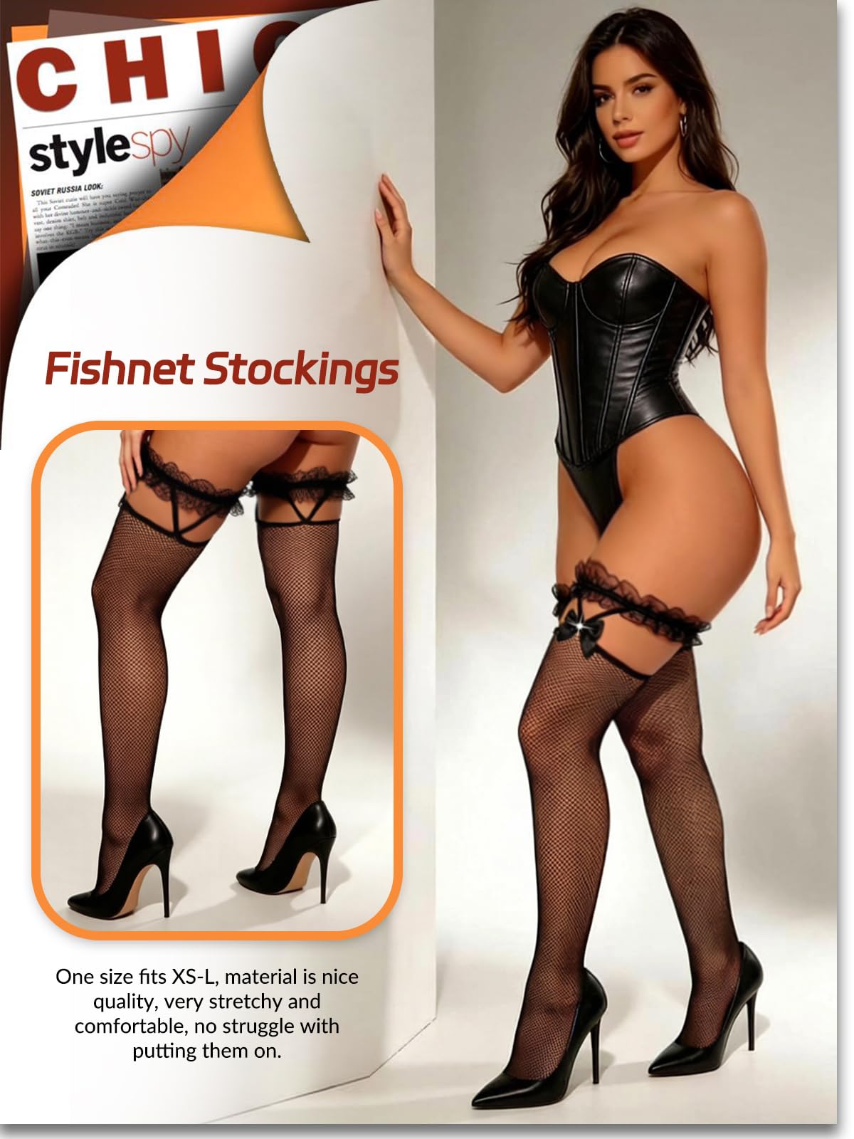 Buitifo Woman Sexy Tights Fishnet Stockings Sexy Thigh High Pantyhose Hosiery (BlackLace,M)
