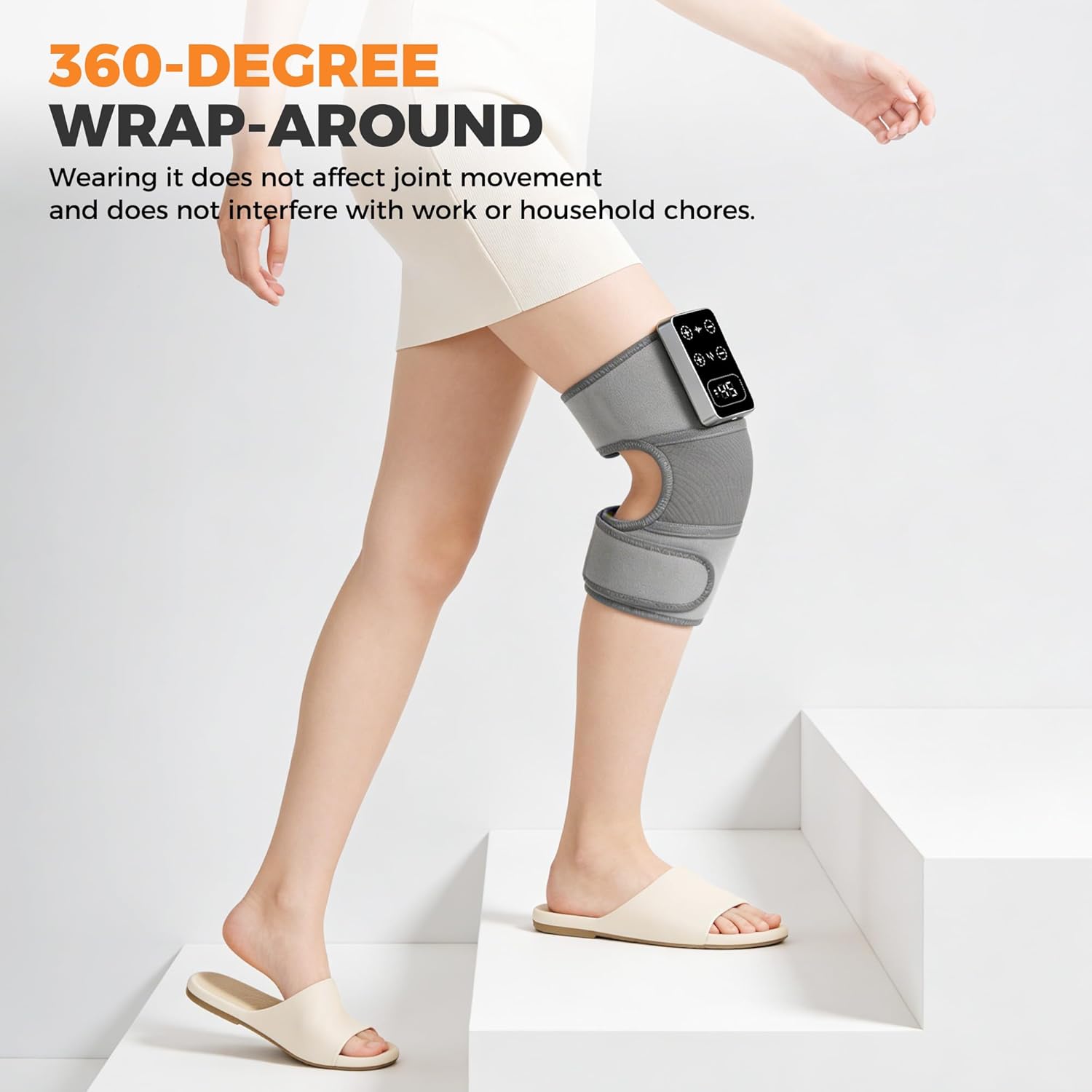 YAZHI Cordless Knee Massager for Pain Relief – Electric Heated Knee Brace, 5 Heat Levels & 3 Massage Modes, Gifts for Men and Women 2pack - Image 3