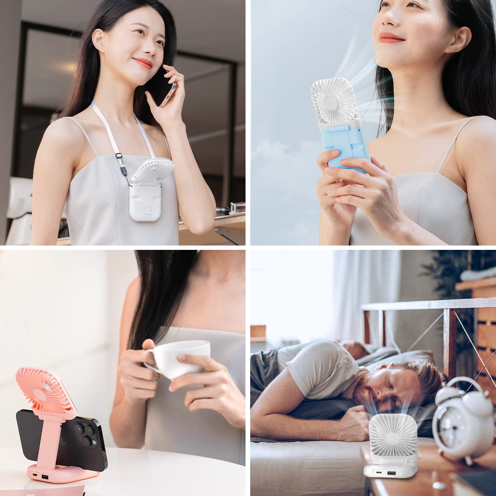 Ventilador portátil recargable de 3000 mAh, 4 velocidades con pantalla LED, ventilador de mano pequeño, ventilador eléctrico a pilas, mini ventilador personal para viajes, escritorio, oficina,