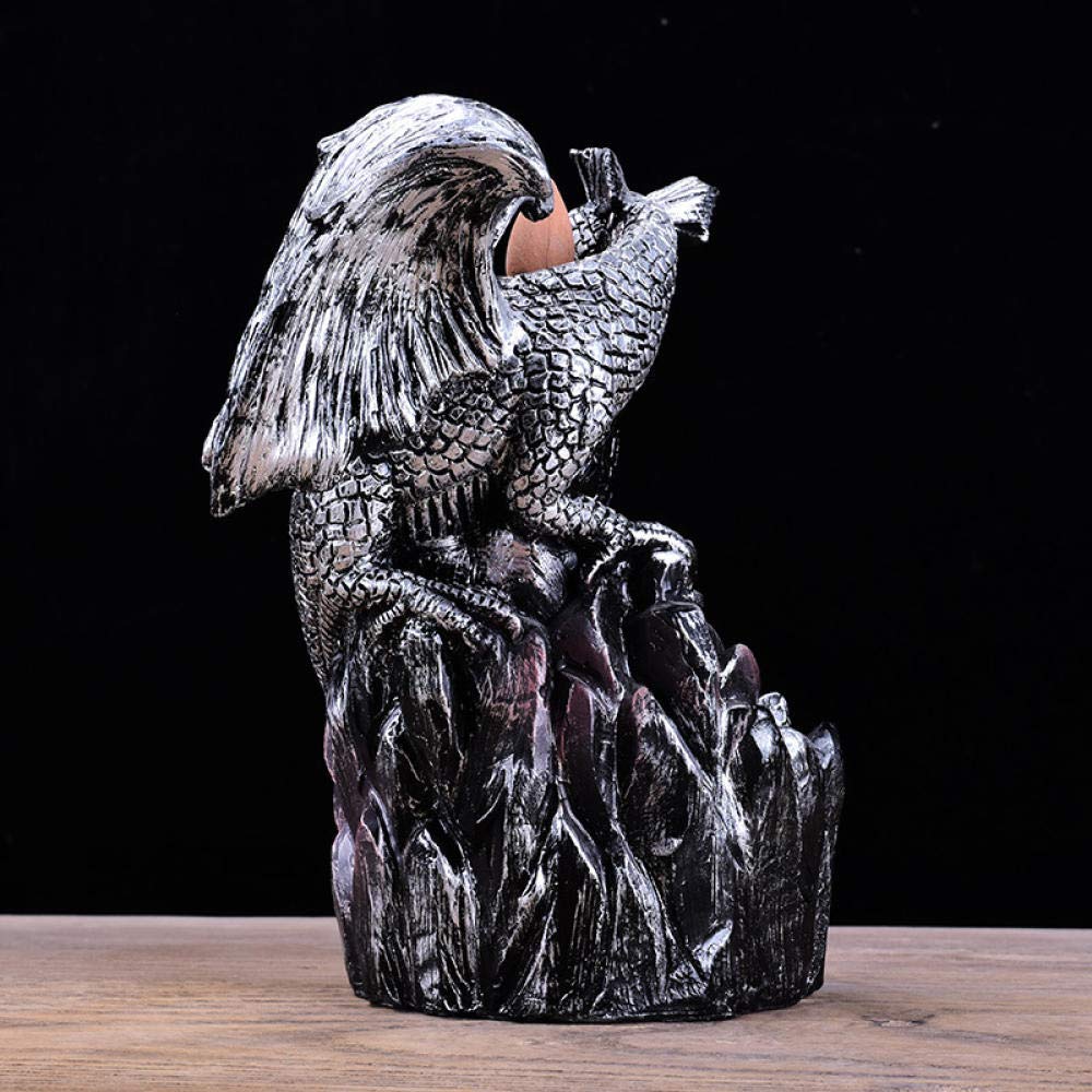 Estatua Escultura Retro Resina Reflujo Dragón ala Cerámica Cono Artesanías Base De Incienso Decoración del Hogar