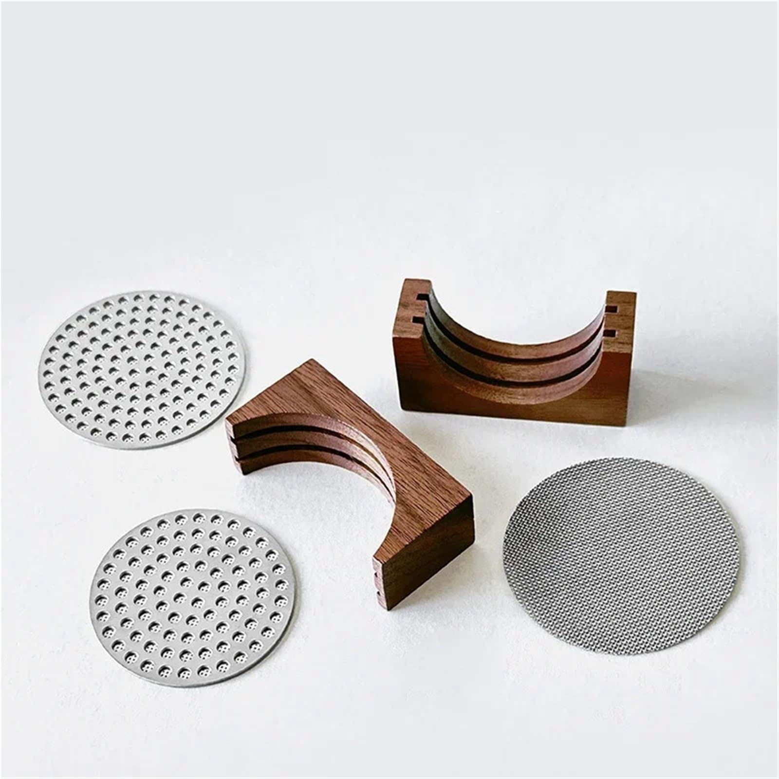 Kaffeefilter-Halter 2 stücke 51MM 58MM Espresso Kaffee Filter Bildschirm Halter Holz Ständer Puck Bildschirm Halter Universal Filter Lagerung Rack(58mm)