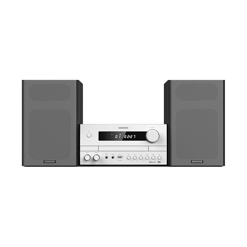 KENWOOD, Sistema HiFi Stereo M-822DAB, con Ricevitore Radio DAB+, FM, Lettore CD e Presa USB, Amplificatore Stereo da 50W x 2, Altoparlante Bass Reflex a 2 Vie, Bianco