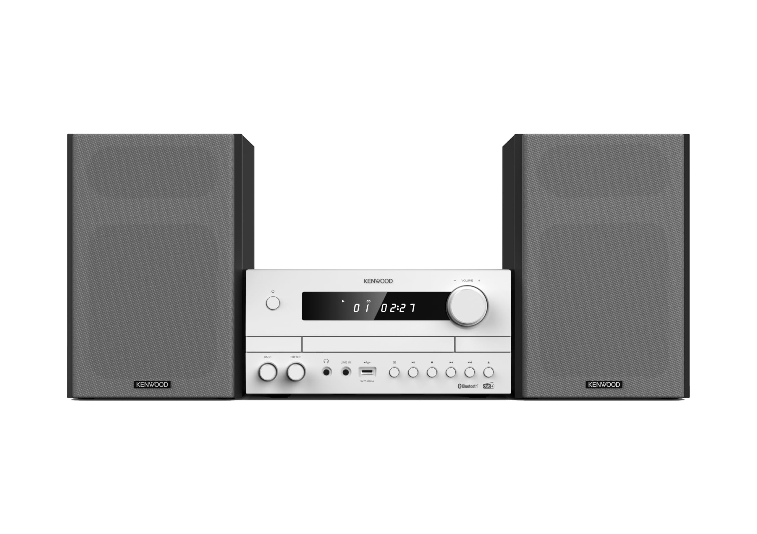 Microcadena HiFi Kenwood M-​822DAB con CD, USB, Dab+ Blueetooth Audio-​Streaming. Color: Blanco - Mini Equipo de Musica para casa