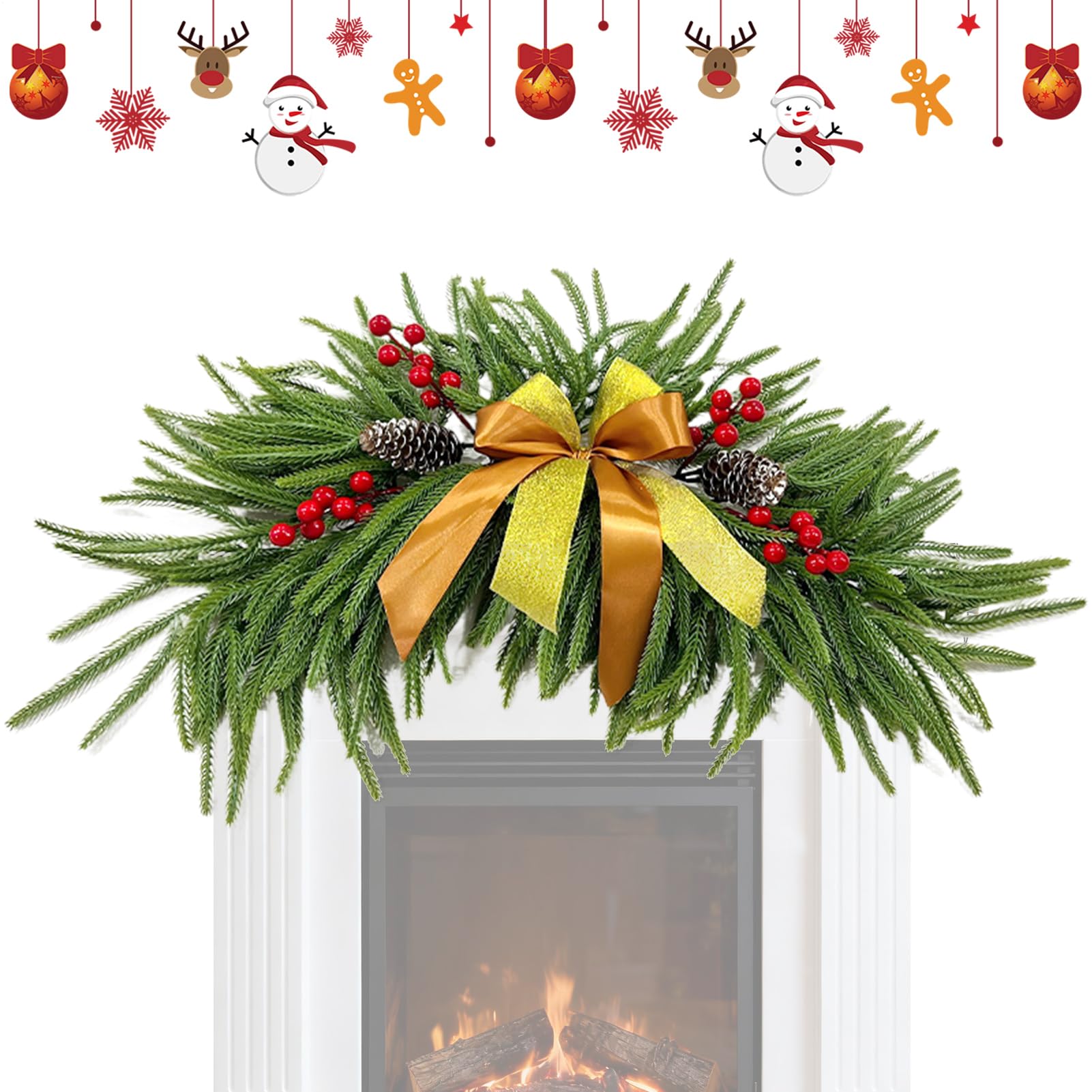 Couronne de Noël extérieur : sapin artificiel avec baies rouges pour porte