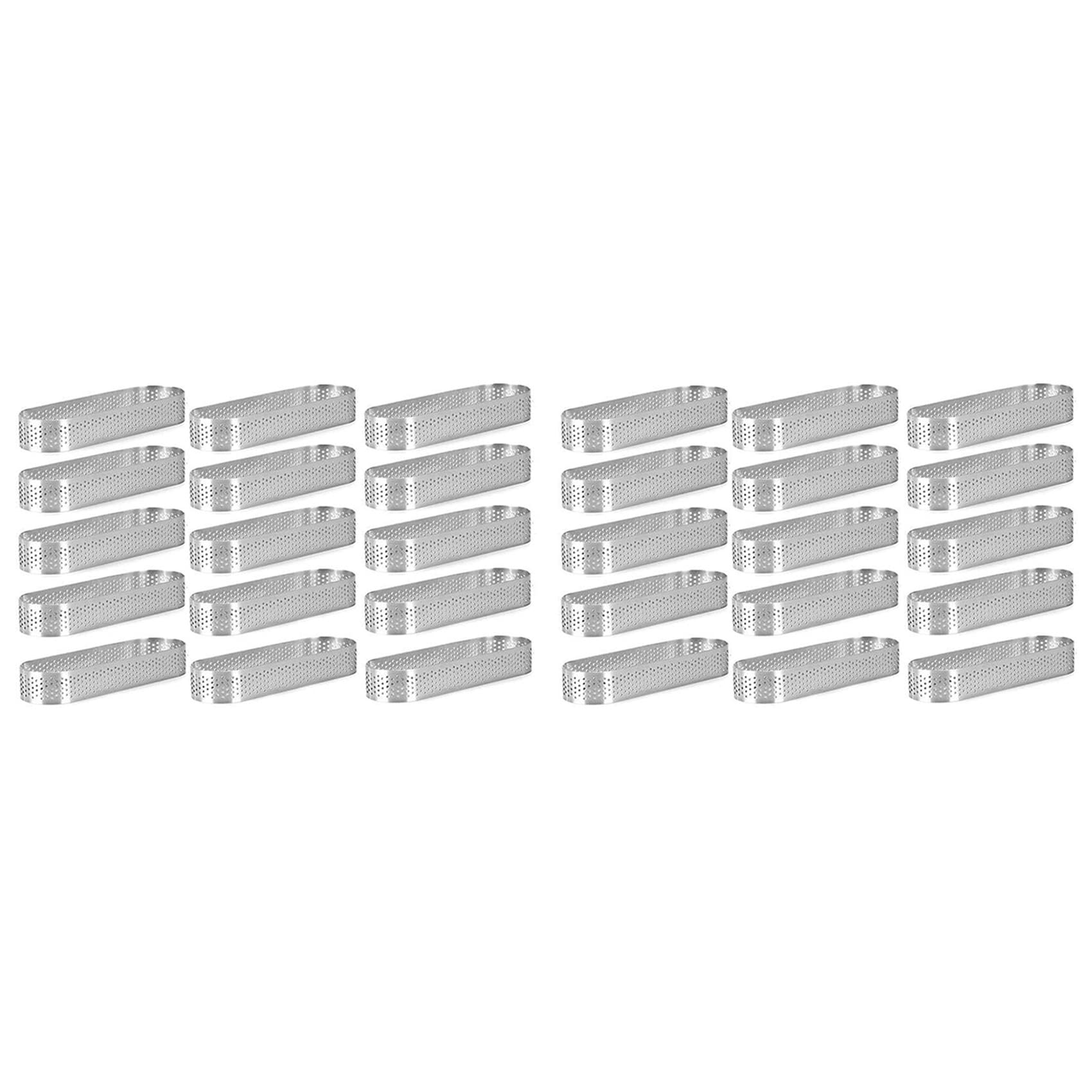 30 Piezas Moldes Ovalados para Tartaleta Moldes para Tarta Perforados para Hornear Anillo de Forma Redonda de Acero Inoxidable para Tarta Mousse Pies Quiche