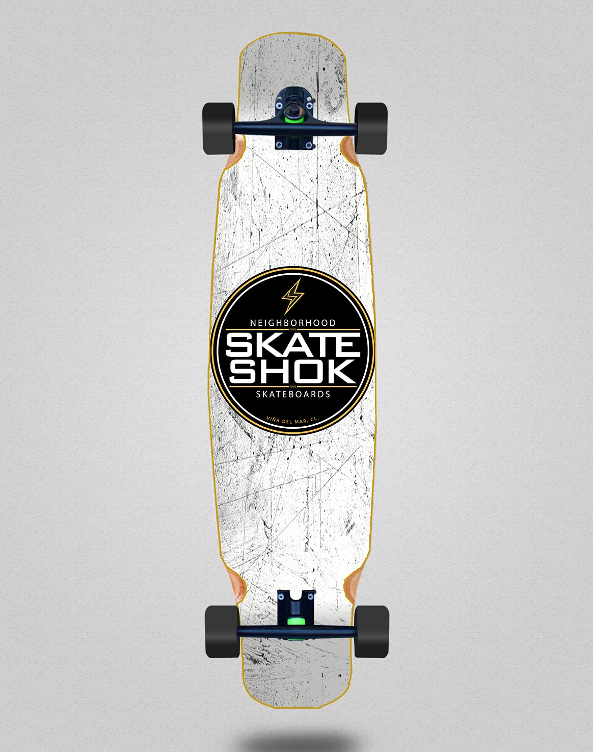 Skate Shok Skateboard Longboard Complete Mix Bamboo 46 x 9 Logo White