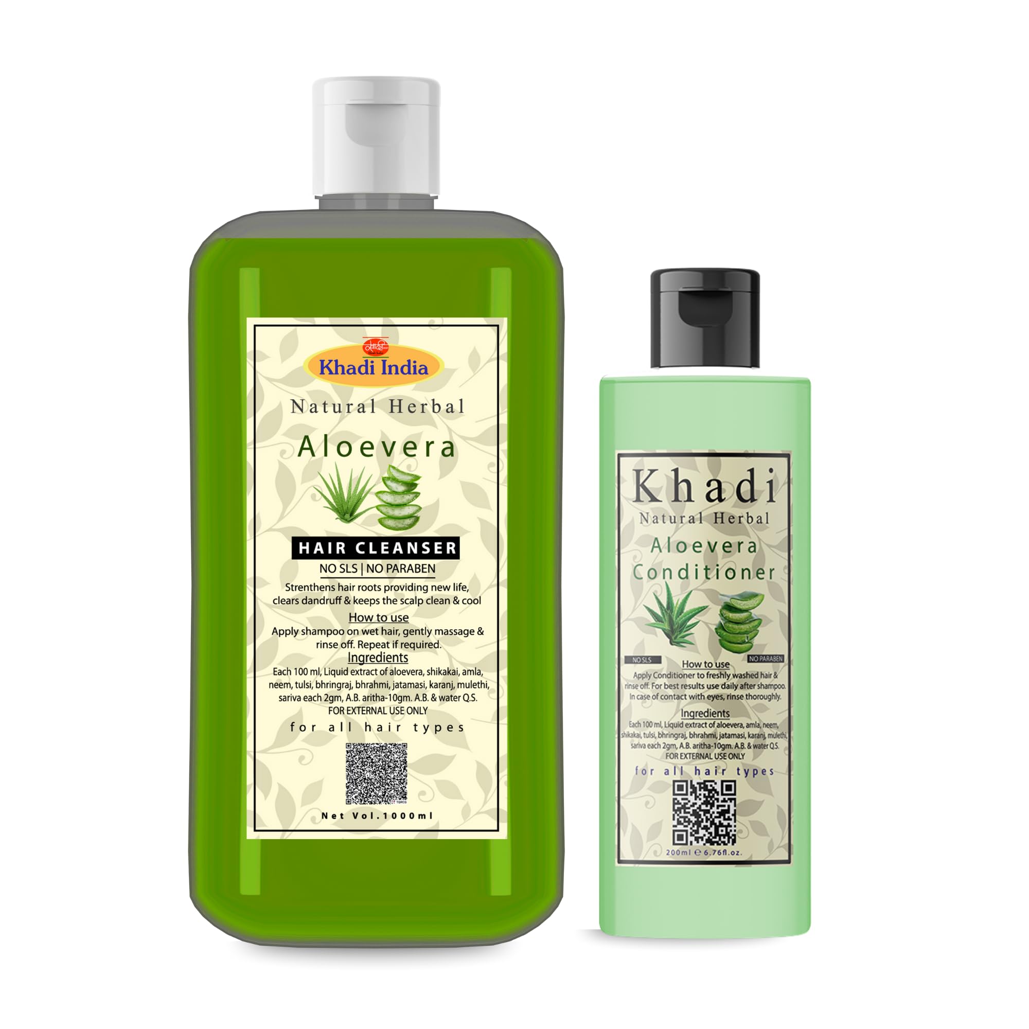 Khadi Natural Herbal Aloevera Hair Cleanser Shampoo 1 Litre | And Aloevera Conditioner 200ml Combo Pack-picture-36