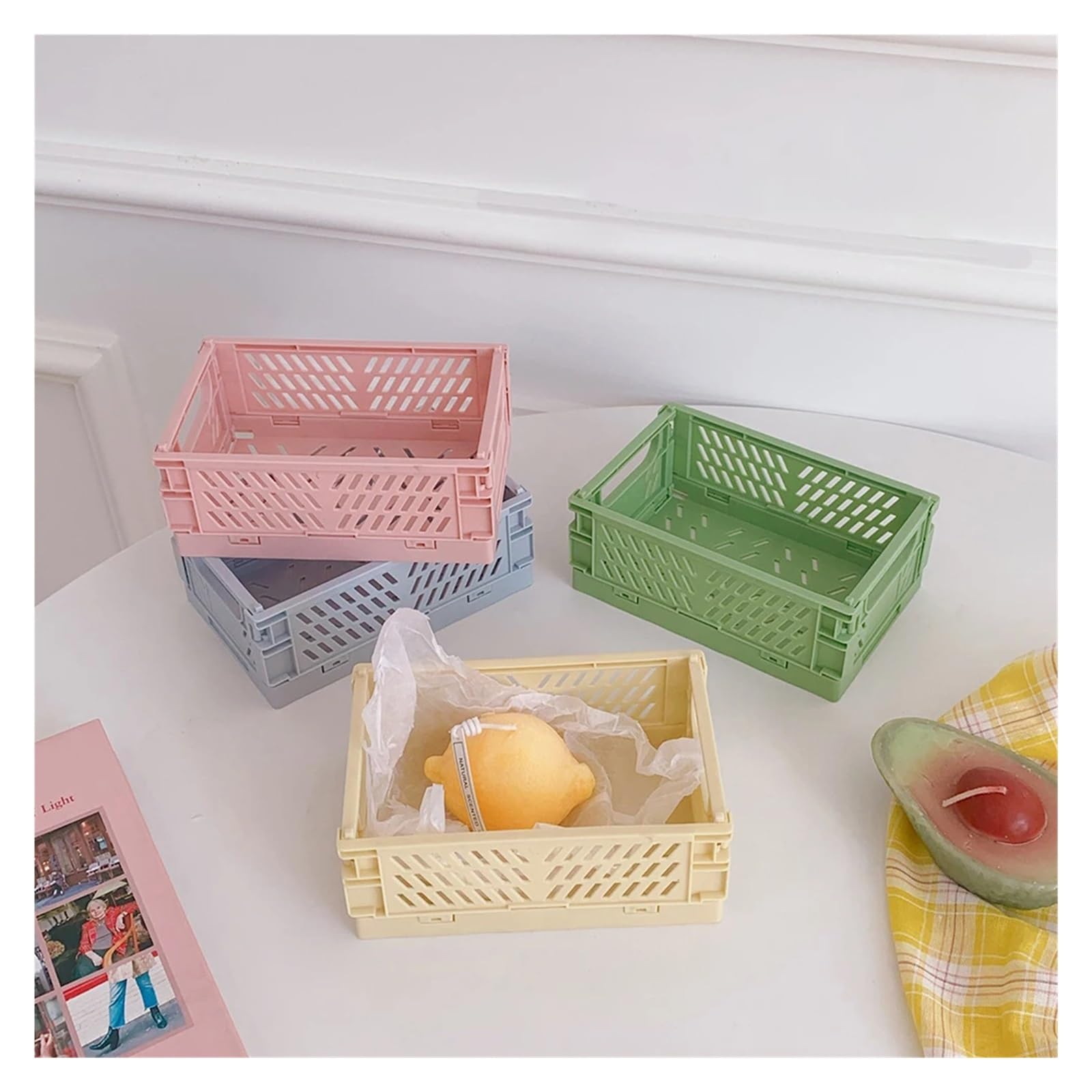 Schreibtisch Organizer Stackable Foldable Stationary Holder Simple Cute Office Desktop Storage Stationery Organizer(Color5)