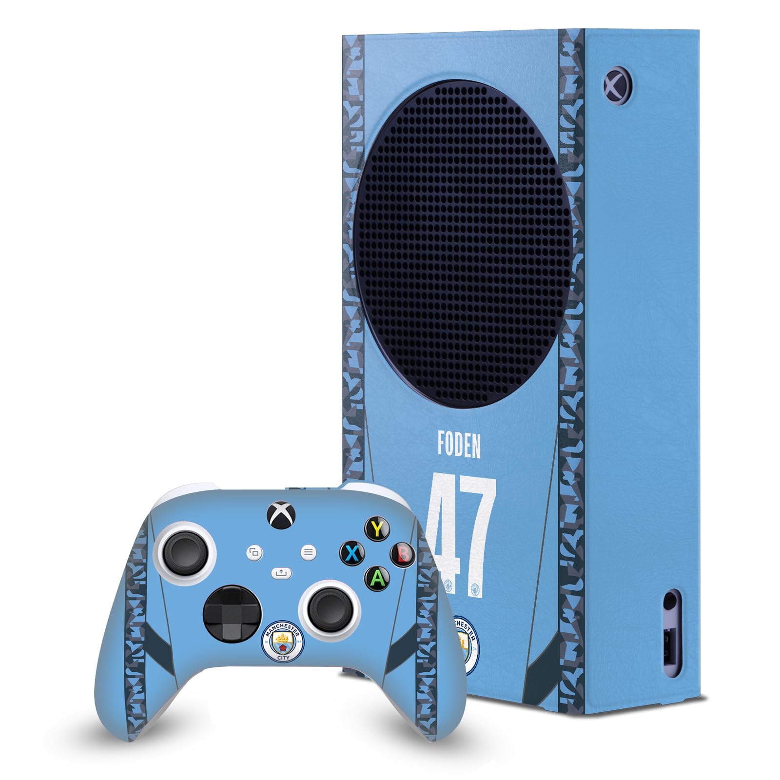 Head Case Designs Licenza Ufficiale Manchester City Man City FC Phil Foden 2024/25 Players Home Kit Console Da Gioco Wrap E Pelle Per Controller Compatibile con Xbox Series S Console & Controller Bundle
