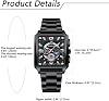 JewelryWe Pair of Watches Digital Watch Stainless Steel Binary Watch Rectangle Bezel LED Sports Watch Blue LED Light Calendar Fashion Cool Partner Watch for Men Women Black / Silver
