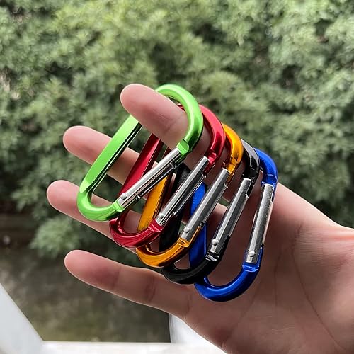 Miniatura 7 de XIECHANEE Clips de mosquetón de aluminio de 3 ", hebilla de gancho de mosquetón de llavero con forma de anillo D 12PCS