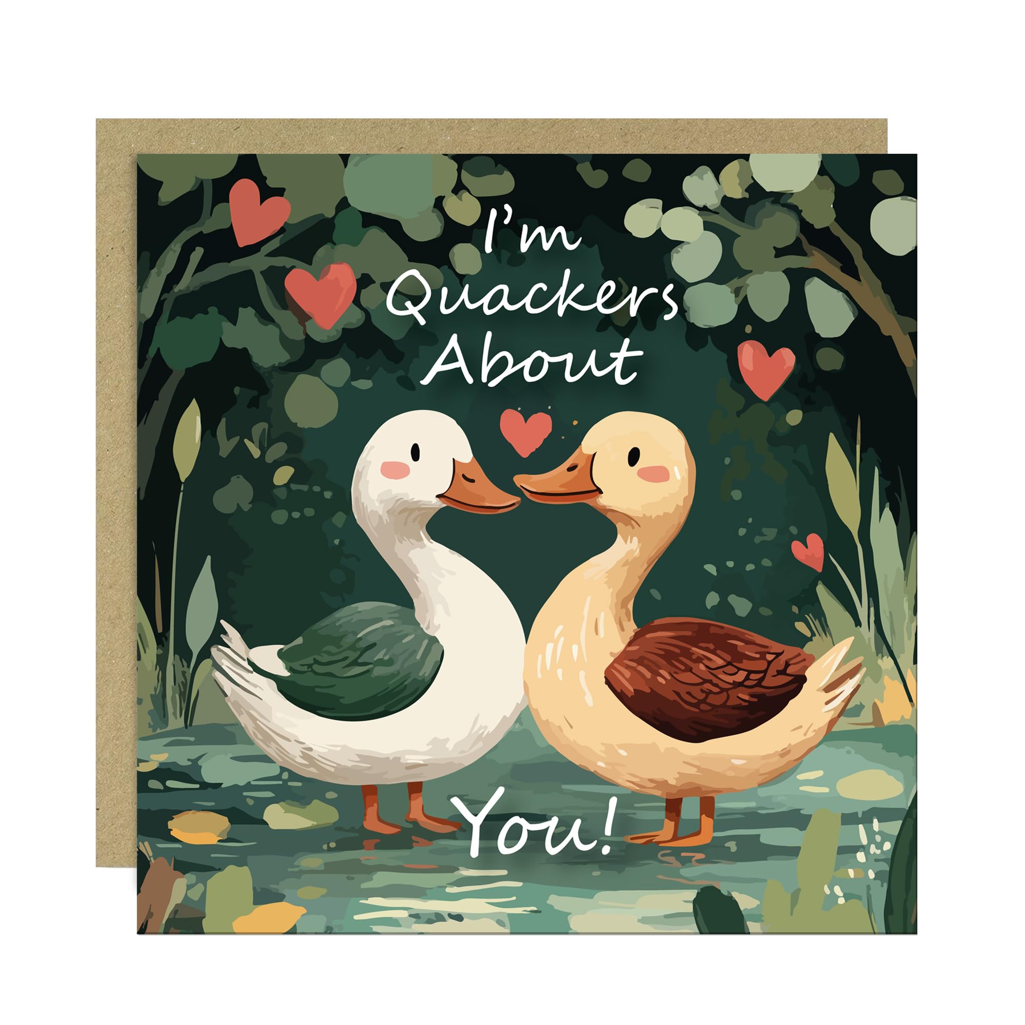 RED OCEAN Funny Valentines Card For Him Her Im Quackers About You Anniversary Card For Boyfriend Girlfriend Husband Wife With Kraft Envelope Wedding Anniversary Card For Him Her