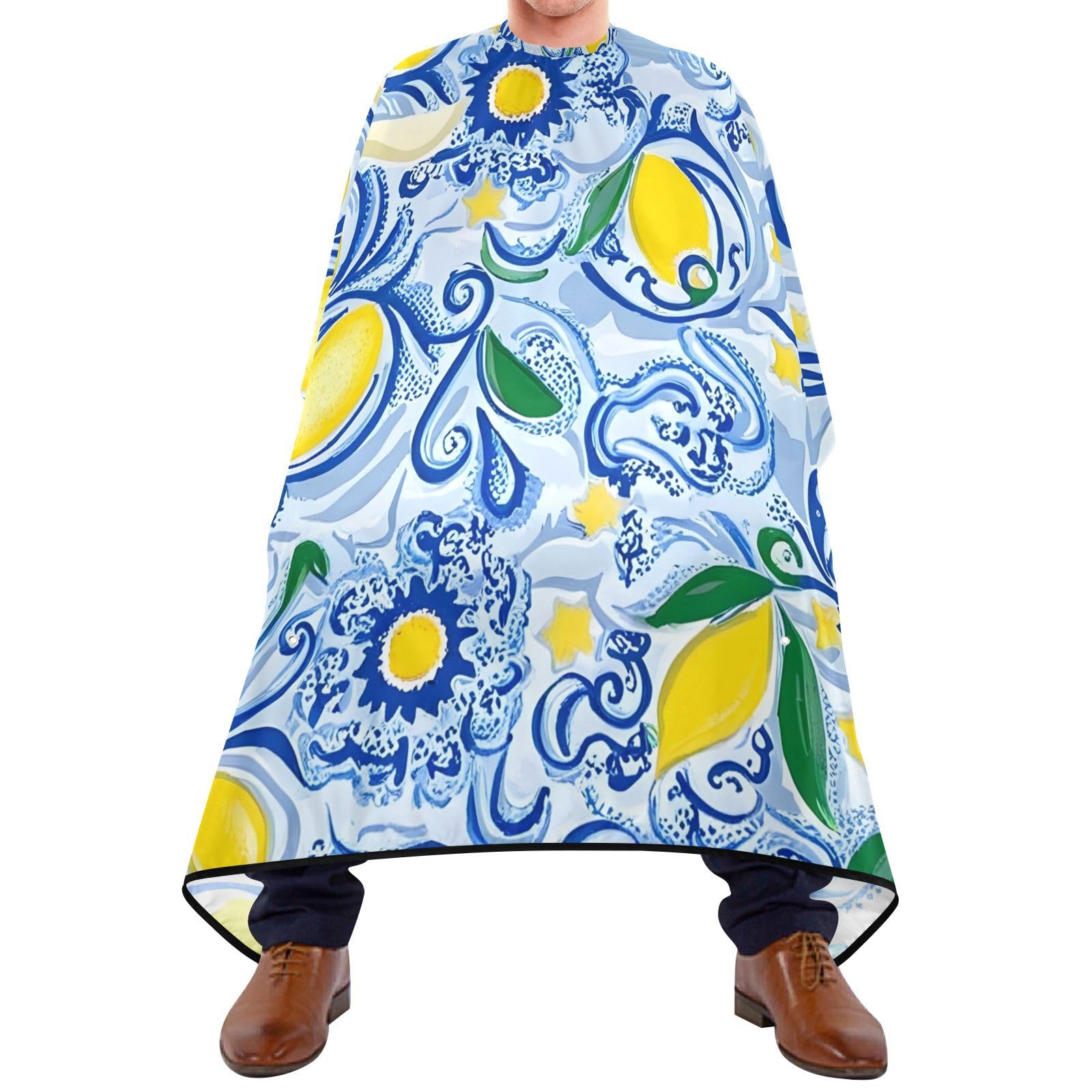 Hezely Lemon Print Hair Dye Cape, Barber Cape for Adults,Waterproof Salon Cape,Waterproof Hairdressing Styling Hair Cutting, 65