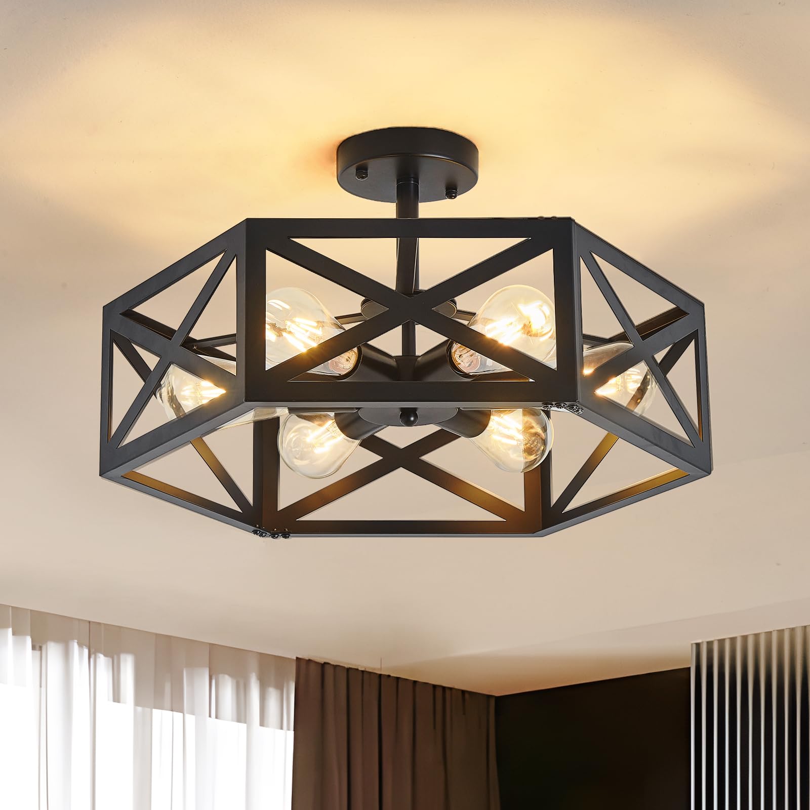 OTeedo 6-Light Hexagon Flush Mount