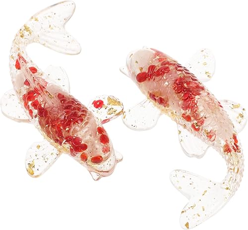 Miniatura 8 de ibasenice 2 figuras pequeñas de cristal de pez Koi, decoraciones de mesa naturales para la oficina en casa, únicas para festivales y ocasiones