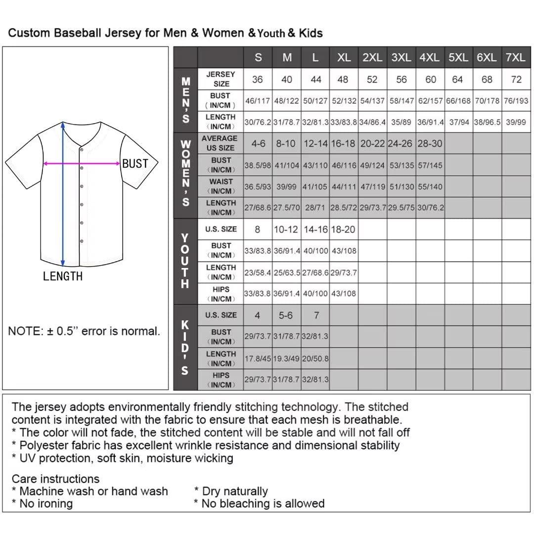 Personalisiertes Baseball Trikot 3D Stickerei/Druck World Baseball Jersey mit Ihrem Namen und Nummer Hip Hop Baseball Shirt für Herren Damen Kinder