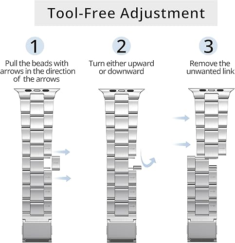 Miniatura 4 de LULULOOK No necesita herramientas, compatible con Apple Watch Band de 4945444241401.496 in para mujeres y hombres, correa de acero inoxidable para