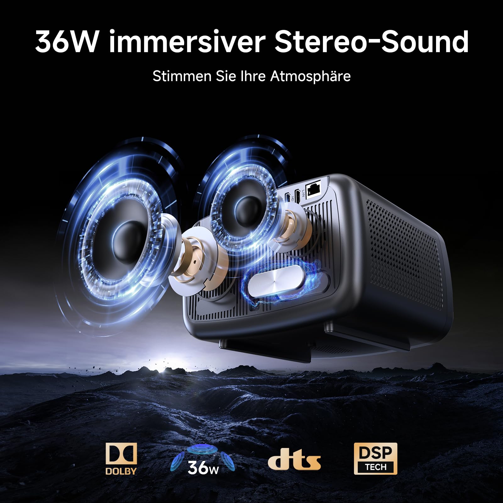 4K Smart Beamer mit Netflix & Dolby Audio, 1500 ANSI, Autofokus – iSinbox | Heimkino Projektor mit HDR10+, Staubgeschützt, 6D Keystone, WiFi 6 & Bluetooth | Für Wohnzimmer, Garten & Camping
