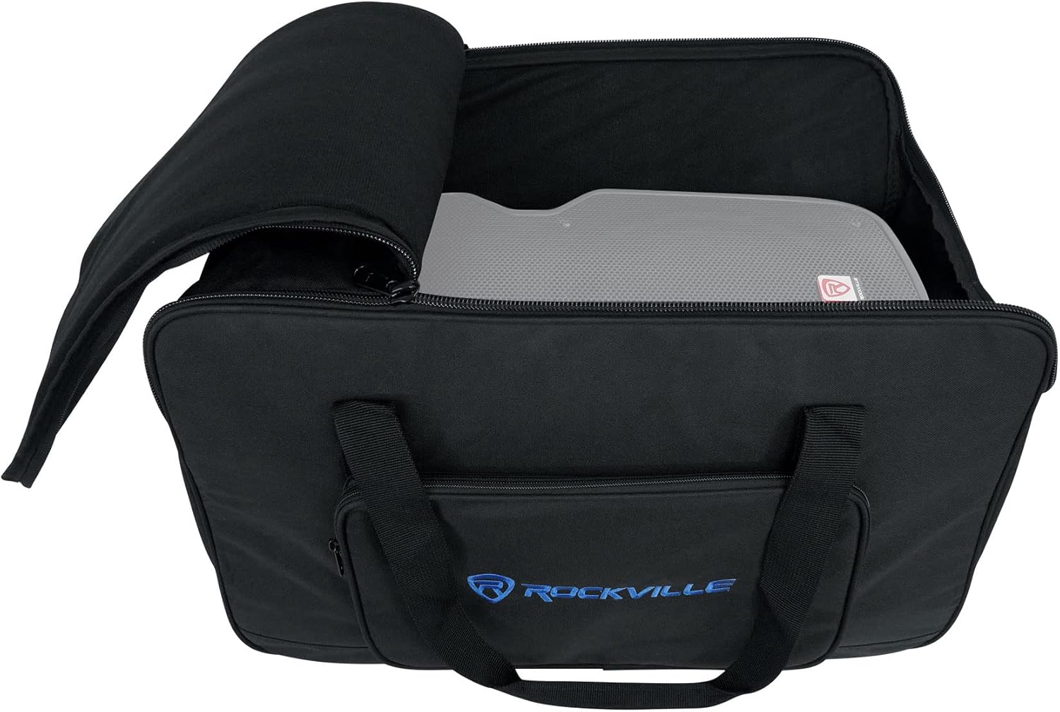 Rockville TB10 V2 10 in DJ PA Speaker Bags Lightweight Rugged Padded Carry Cases with Stand Holder, Thick Foam Padding, Water Resistant, Dual Handles, 2-Piece