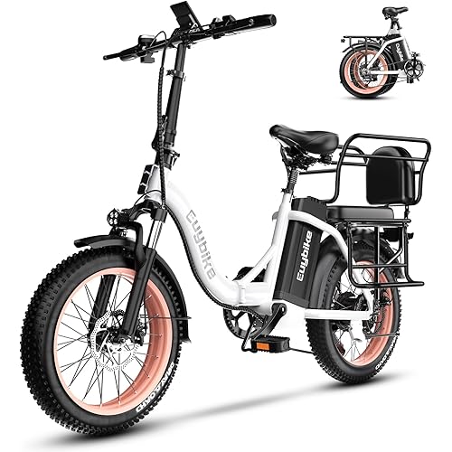 1000W Folding Electric Bike,48V 20AH Removable Battery E Bike,30+MPH,80 Miles Max Range Electric Bike for Adults,20" Fat Tire Foldable ebike,Adult Electric Bicycle for Commute Beach Snow