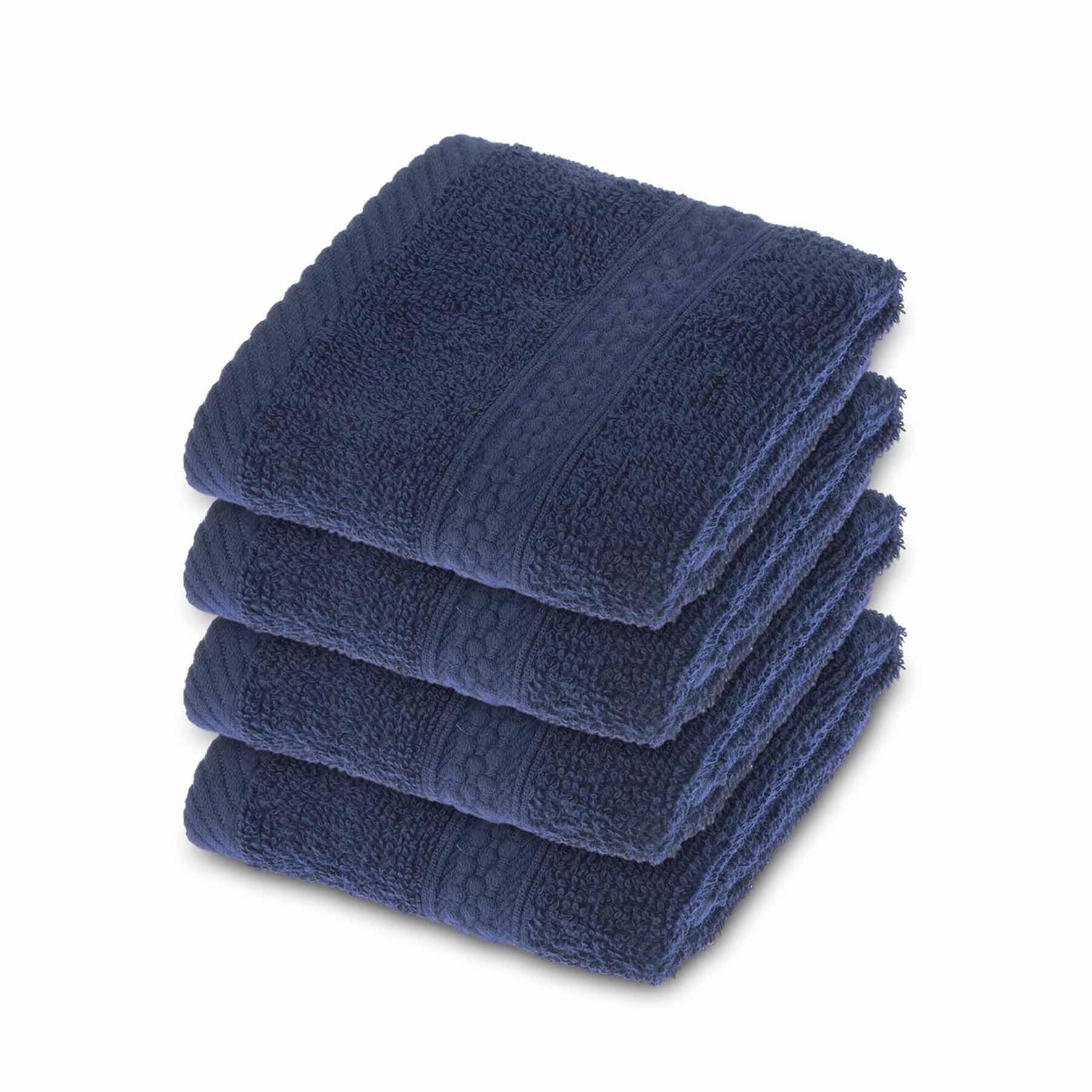 HOMESCAPES Light Blue Turkish Cotton Set of 4 Face Cloths Flannel Super Soft Thick & Absorbent 500 GSM Towel Heavy Weight for everyday Luxury — view 210