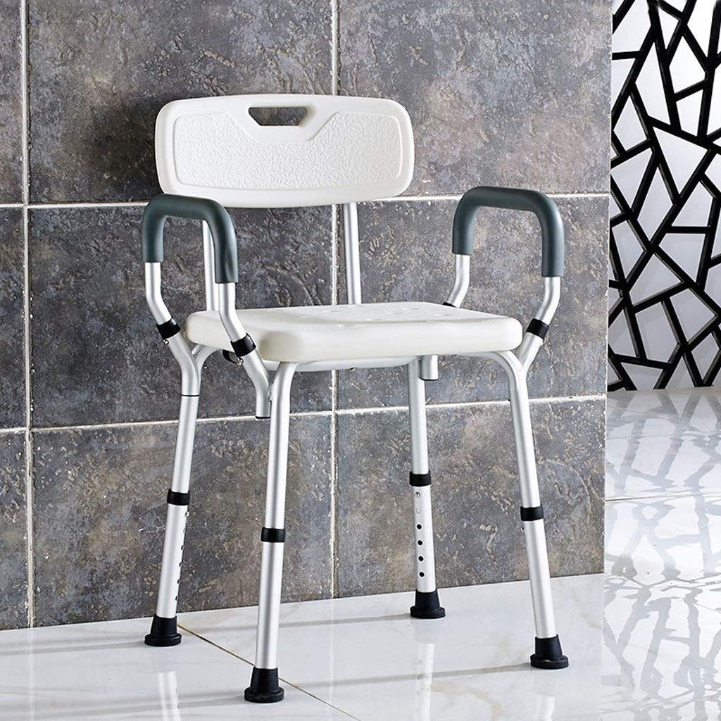 Ducha / Baño heces Asiento de ducha for adultos / ancianos Silla Cuarto de baño / discapacitados con respaldo y el Mango Patas antideslizantes Altura regulable - Baño Bañera banco de heces, Máx.150kg