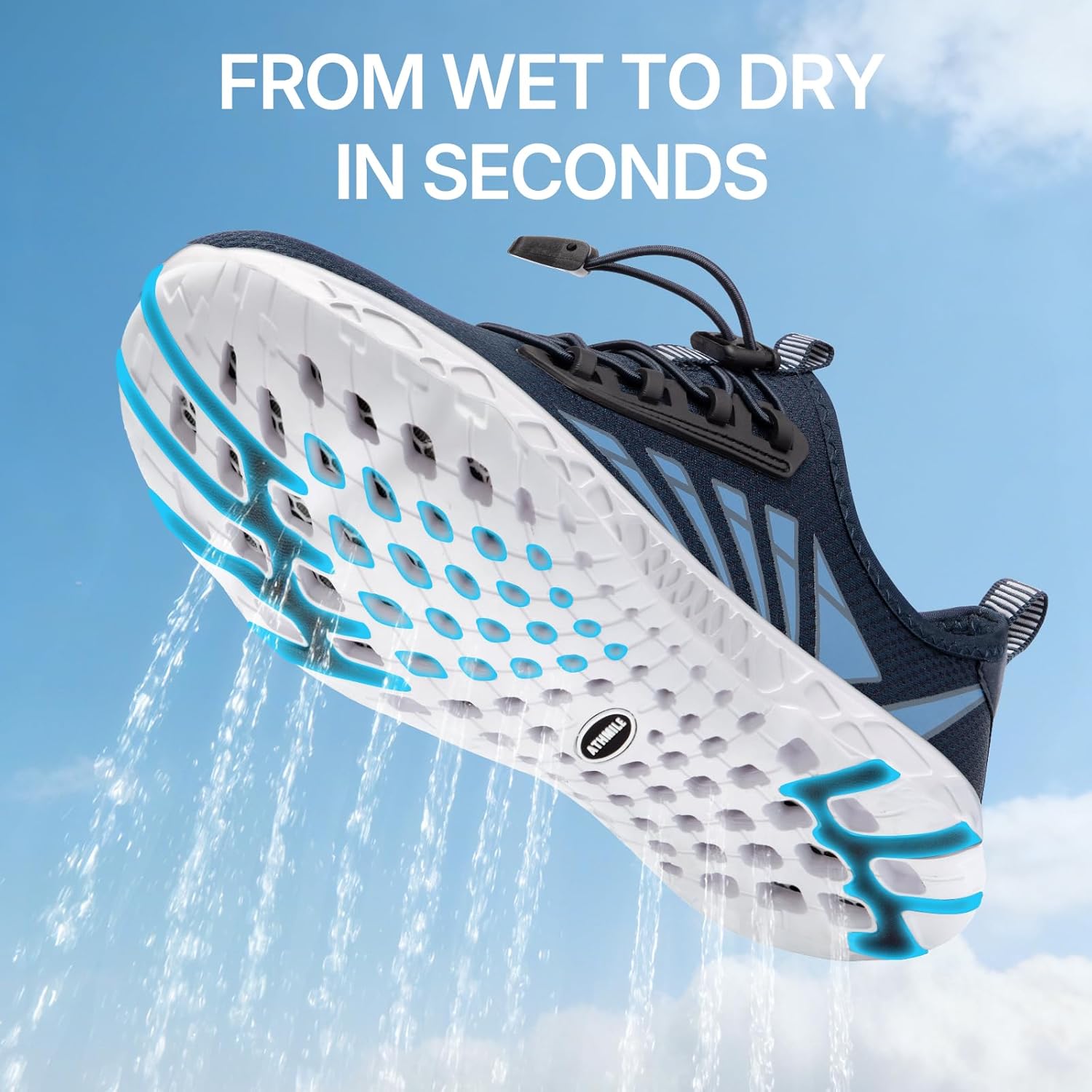 ATHMILE Water Shoes Men Quick-Dry Mesh Uppers Ultralight for Beach Pool Aqua Lake River Swimming Surfing Hiking Kayaking with Drainage Holes & Adjustable Buckle Cruise Essentials 2026